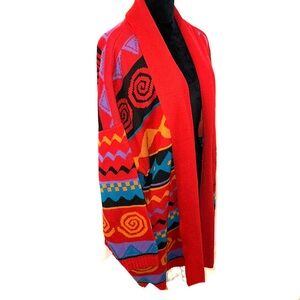 Vtg Center Aisle Plus Aztec Navajo Print Cardigan Sweater Jacket Size 20